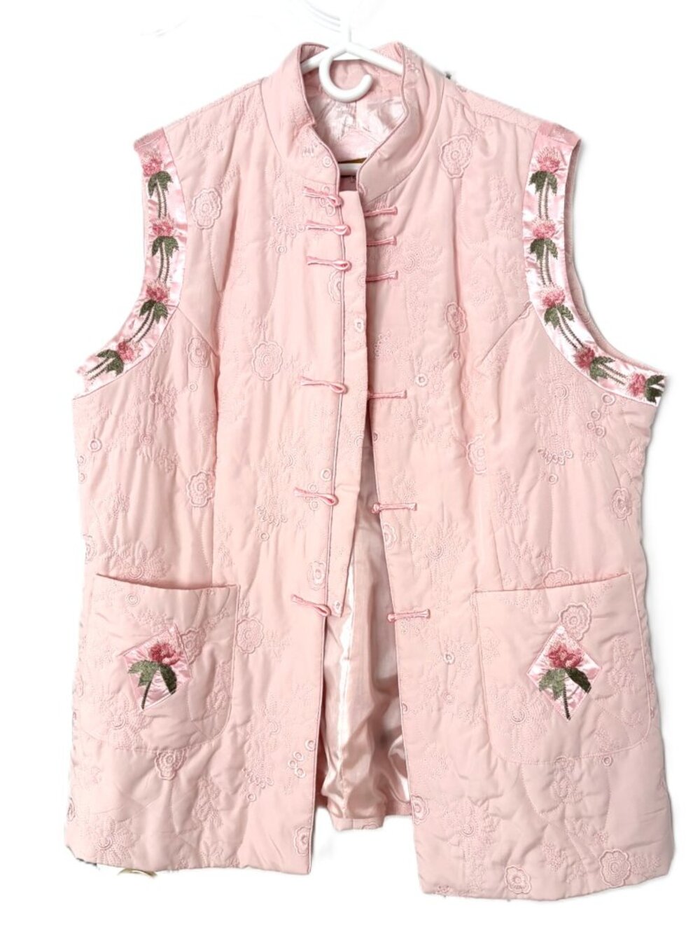 Pink Chinese Style Quilted Embroidered Vest Size 2X